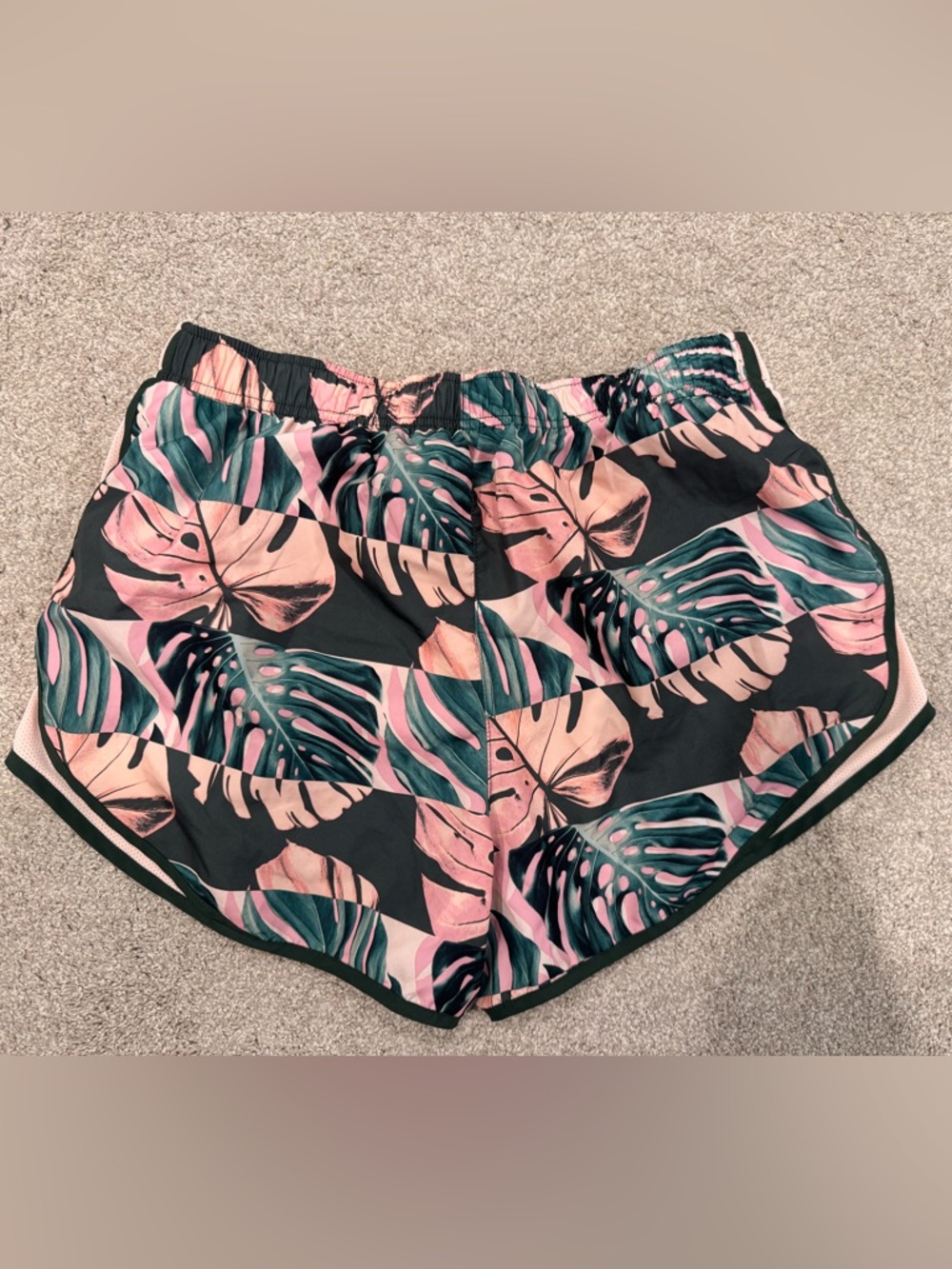 Nike Green Pink Tropical Print Athletic Shorts